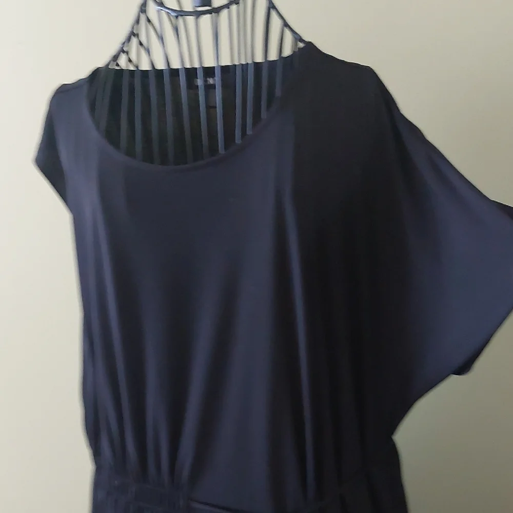 DKNY, Size L/Tall  Very Unique Design Black Maxi Dress with Drawstring Waist - Picture 3 of 16